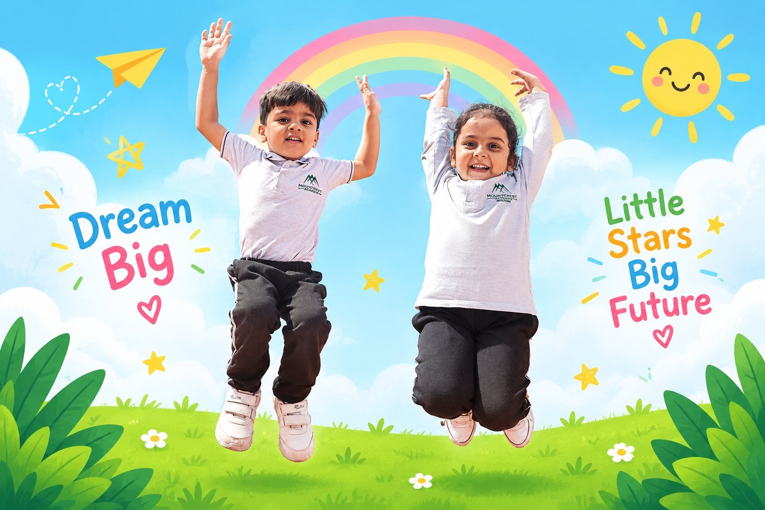 Two Prep students jump for joy